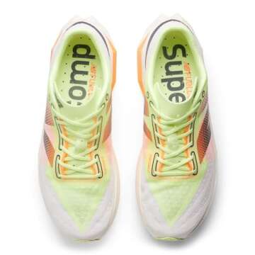 New Balance Men's FuelCell SuperComp Elite V4 Running Shoe, White/Bleached Lime Glo/Hot Mango, 7 Wide