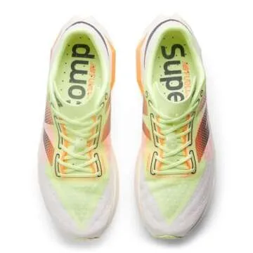 New Balance Men's FuelCell SuperComp Elite V4 Running Shoe, White/Bleached Lime Glo/Hot Mango, 7 Wide