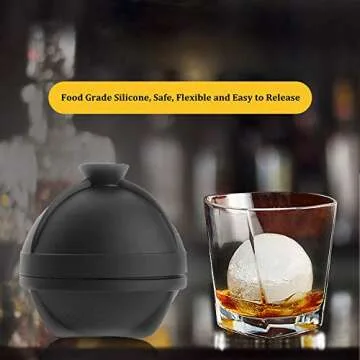 Helpcook Ice Ball Molds Set of 4,Whiskey Ice Ball Maker Mold,Silicone Sphere Ice Molds with Built-in Funnel,Large Round Ice Cube Molds Make 2.5 Inch Sphere Ice for Whiskey & Cocktails