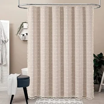 BTTN Boho Shower Curtain - Elegant Linen Fabric for Your Bathroom