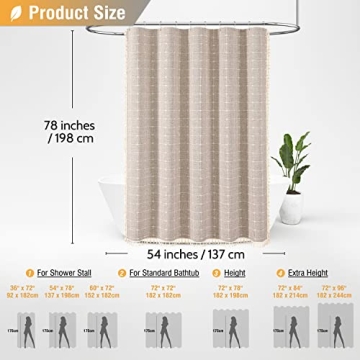 BTTN Boho Shower Curtain - Elegant Linen Fabric for Your Bathroom