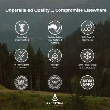 Ancestral Supplements Grass Fed Beef Living Collagen Nutritional Powder Supplement, 3000mg, Promotes Healthier, Younger Looking Skin, Hair, Nails and Joints, Type II, 180 Capsules