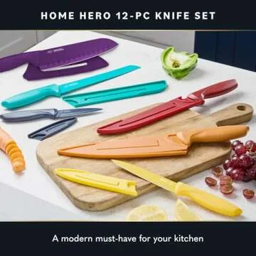Home Hero Kitchen Knife Set with Sheath Covers - High Carbon Stainless Steel Kitchen Knives with Erg...