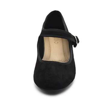 Ollio Women's Shoes Faux Suede Casual Mary Jane Light Ballet Flats F56SU (10 B(M) US, Black)