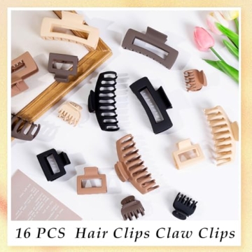Stylish 16 Pack Large Hair Clips for All Hair Types