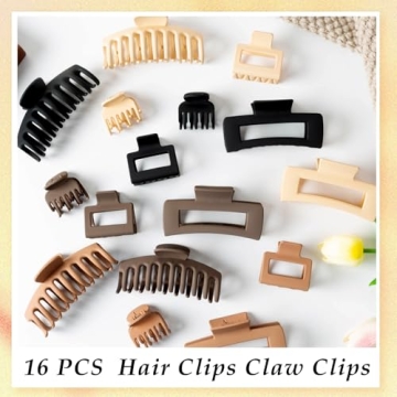 Stylish 16 Pack Large Hair Clips for All Hair Types