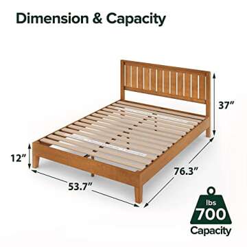 ZINUS Alexis Deluxe Wood Platform Bed Frame with Headboard, Wood Slat Support, No Box Spring Needed,...