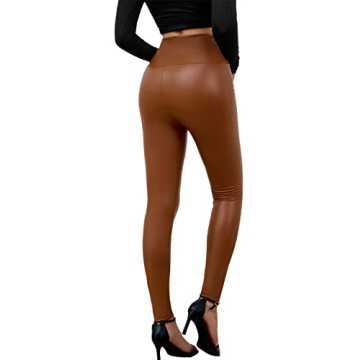 Stylish Faux Leather High Waisted Leggings for Women
