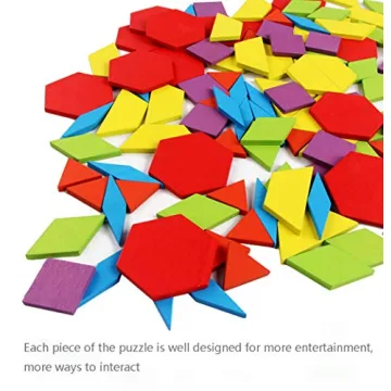 GEMEM 155 Pcs Educational Wooden Pattern Blocks Set