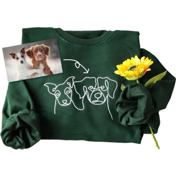 ROSLILY Personalized Dog Portrait Embroidered Sweatshirt - Custom Pet Hoodie Gift