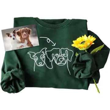 ROSLILY Personalized Dog Portrait Embroidered Sweatshirt - Custom Pet Hoodie Gift