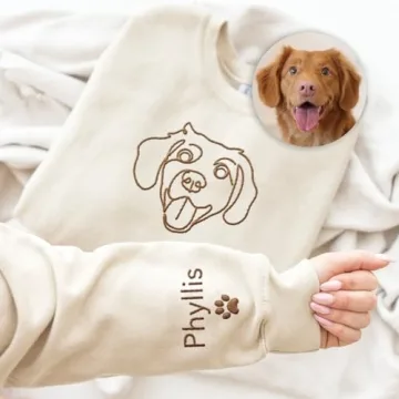 ROSLILY Personalized Dog Portrait Embroidered Sweatshirt