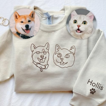 ROSLILY Personalized Dog Portrait Embroidered Sweatshirt