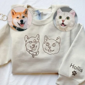 ROSLILY Personalized Dog Portrait Embroidered Sweatshirt