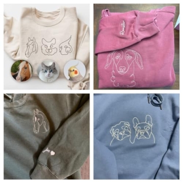 ROSLILY Personalized Dog Portrait Embroidered Sweatshirt