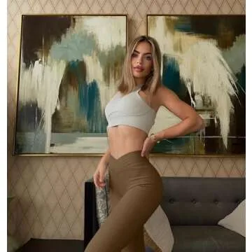 OQQ Women's 2 Piece Yoga Leggings Ribbed Seamless Workout High Waist Cross Over Athletic Exercise Leggings Black Coffee