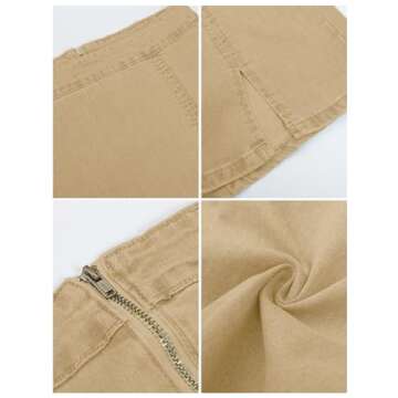 luvamia Jean Skirt for Women with Slit High Wasited Bodycon Stretch Pencil Mini Short Denim Skirts High Waisted Skirts for Women Women Fall Clothes Light Khaki Size Medium Size 8 Size 10