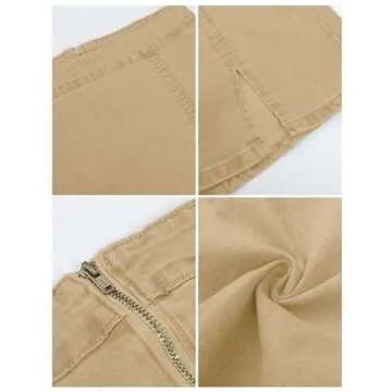 luvamia Jean Skirt for Women with Slit High Wasited Bodycon Stretch Pencil Mini Short Denim Skirts High Waisted Skirts for Women Women Fall Clothes Light Khaki Size Medium Size 8 Size 10