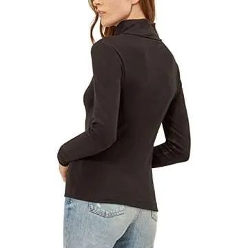 Three Dots womens Essential Heritage Long Sleeve Turtleneck Top T Shirt, Black, X-Small US