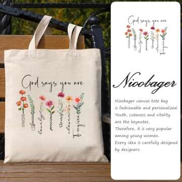 Nioobager Canvas Christian Tote Bags Bible Canvas Bag Faith Friend Birthday Christian Gifts Graphic ...