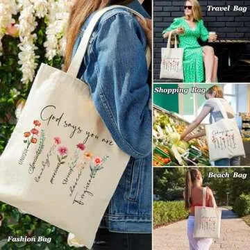 Nioobager Canvas Christian Tote Bags Bible Canvas Bag Faith Friend Birthday Christian Gifts Graphic Totes Sunday Church Bag