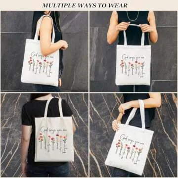 Nioobager Canvas Christian Tote Bags Bible Canvas Bag Faith Friend Birthday Christian Gifts Graphic Totes Sunday Church Bag