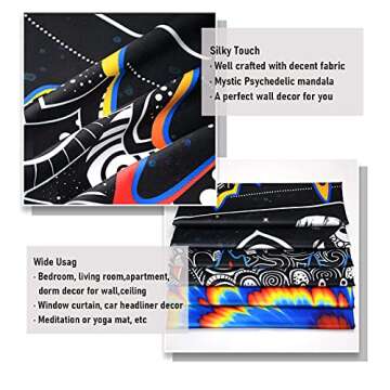 Amonercvita Trippy Mandala Tapestry Psychedelic Black and White Tapestry Hippie Celestial Space Tapestry Bohemian Boho Tapestry Wall Hanging for Living Room