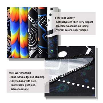 Amonercvita Trippy Mandala Tapestry Psychedelic Black and White Tapestry Hippie Celestial Space Tapestry Bohemian Boho Tapestry Wall Hanging for Living Room