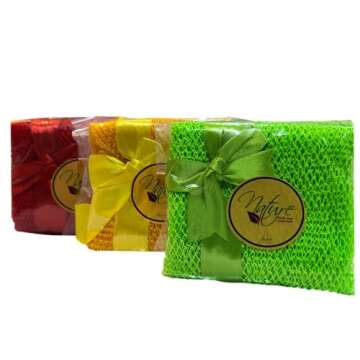 Nature by EJN - Net Bath Sponge, Customized N1 Weave, NKN Naturals, Long, Skin Exfoliation, African, Ghana, Porous, Stretches Horizontally to Approximately 49" (Brown)