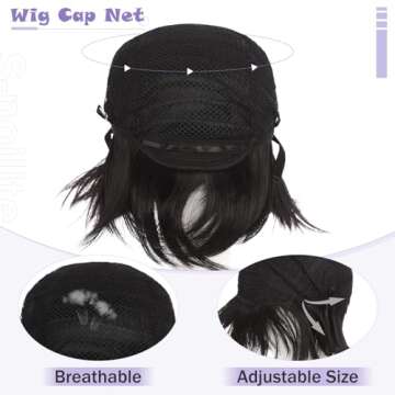 S-noilite Unisex Short Cosplay Hair Wig Women Men Male Fluffy Straight Cartoon Anime Con Party Costume Pixie Wigs Black