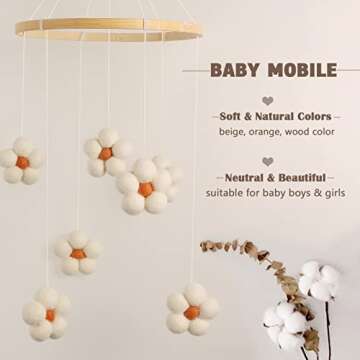 Baby Mobile for Crib - Felt Flower Mobile - Flower Baby Mobile - Boho Crib Mobile - Boho Nursery Decor - Crib Mobile for Girls, Boys - Mobile for Bassinet, Pack N Play - Flower