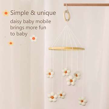 Baby Mobile for Crib - Felt Flower Mobile - Flower Baby Mobile - Boho Crib Mobile - Boho Nursery Decor - Crib Mobile for Girls, Boys - Mobile for Bassinet, Pack N Play - Flower
