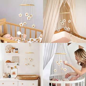 Baby Mobile for Crib - Felt Flower Mobile - Flower Baby Mobile - Boho Crib Mobile - Boho Nursery Decor - Crib Mobile for Girls, Boys - Mobile for Bassinet, Pack N Play - Flower