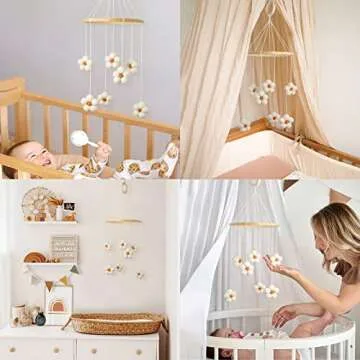 Baby Mobile for Crib - Felt Flower Mobile - Flower Baby Mobile - Boho Crib Mobile - Boho Nursery Decor - Crib Mobile for Girls, Boys - Mobile for Bassinet, Pack N Play - Flower