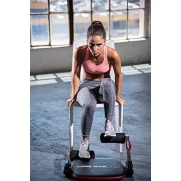 Core Max PRO with Resistance Bands Abs and Total Body Smart 8 min Workout & Cardio Machine, Red/Black