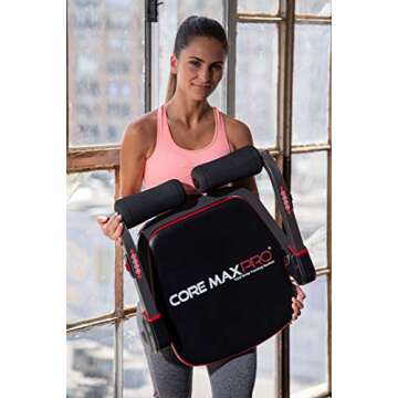 Core Max PRO with Resistance Bands Abs and Total Body Smart 8 min Workout & Cardio Machine, Red/Black