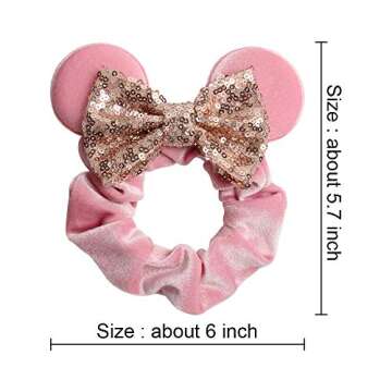 YanJie Sequin Bows Velvet Scrunchies - Cute Hair Ties
