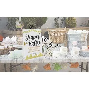 Diaper Raffle Cards with Sign(Sign 8x10 Inch), Bee Honey Theme Baby Shower Games, Baby Showers Decorations -1 Standing Sign + 50 Guessing Cards(raffle39)