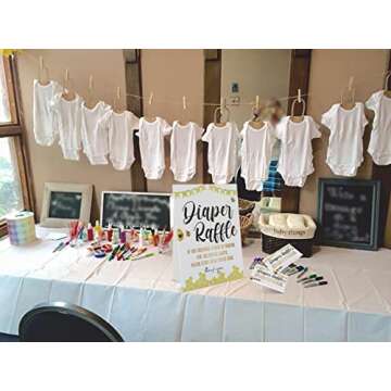 Diaper Raffle Cards with Sign(Sign 8x10 Inch), Bee Honey Theme Baby Shower Games, Baby Showers Decorations -1 Standing Sign + 50 Guessing Cards(raffle39)