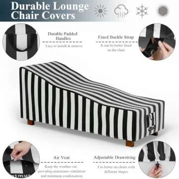 Hptmus 2Pcs Outdoor Chaise Lounge Covers - Patio Chaise Lounge Covers Waterproof Heavy Duty Outdoor Lounge Chair Covers Patio Furniture Covers, 84" L x 32" W x 32" H/Black&White Stripe
