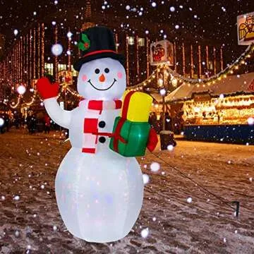COOLWUFAN Christmas Decorations Outdoor Inflatables Snowman, Christmas Blow Up Yard Decorations Clearance with Built-in Colorful Rotating LED Lights for Indoor Yard Garden Decorations