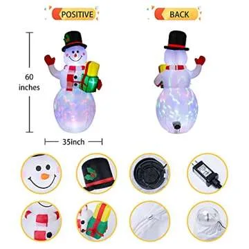 COOLWUFAN Christmas Decorations Outdoor Inflatables Snowman, Christmas Blow Up Yard Decorations Clearance with Built-in Colorful Rotating LED Lights for Indoor Yard Garden Decorations