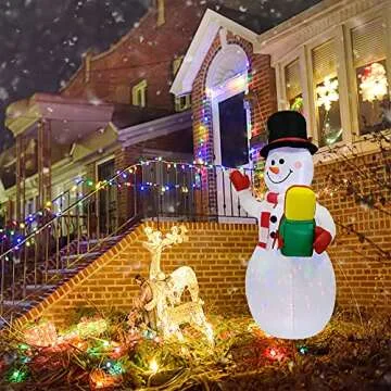 COOLWUFAN Christmas Decorations Outdoor Inflatables Snowman, Christmas Blow Up Yard Decorations Clearance with Built-in Colorful Rotating LED Lights for Indoor Yard Garden Decorations