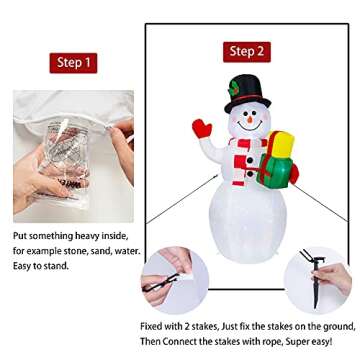 COOLWUFAN Christmas Decorations Outdoor Inflatables Snowman, Christmas Blow Up Yard Decorations Clearance with Built-in Colorful Rotating LED Lights for Indoor Yard Garden Decorations