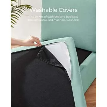 LINSY HOME Modular Sectional Sofa with Storage, Washable Sectional Couch, Covers Changeable, Single Couch Modular Chair to Extend Your Sofa, Teal