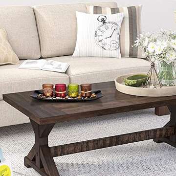 LAMORGIFT Candle Centerpiece for Coffee Table Decor- 4 Pcs Votive Candle Holder/Tealights Holder with Tray & Rocks for Living Room, Dining Room Decorations, Vintage Centerpieces for Home Decorations