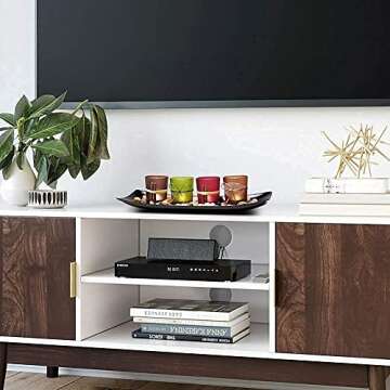 LAMORGIFT Candle Centerpiece for Coffee Table Decor- 4 Pcs Votive Candle Holder/Tealights Holder with Tray & Rocks for Living Room, Dining Room Decorations, Vintage Centerpieces for Home Decorations