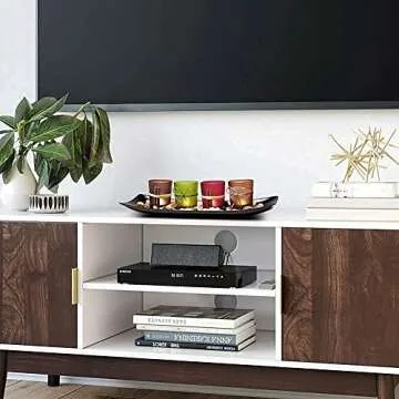 LAMORGIFT Candle Centerpiece for Coffee Table Decor- 4 Pcs Votive Candle Holder/Tealights Holder with Tray & Rocks for Living Room, Dining Room Decorations, Vintage Centerpieces for Home Decorations