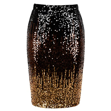 PrettyGuide Women's Sequin Skirt High Waist Sparkle Pencil