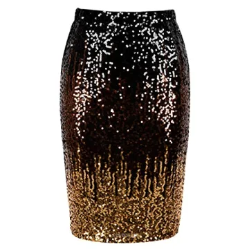 PrettyGuide Women's Sequin Skirt High Waist Sparkle Pencil